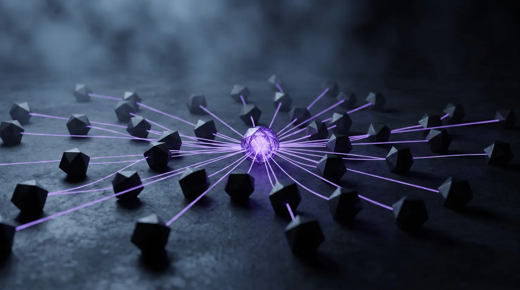 Abstract visualisation of a coordination network converging on a single hub